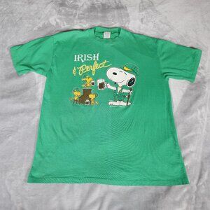 Vintage Snoopy Irish And Perfect T Shirt Mens L Cartoon Green 80s READ!